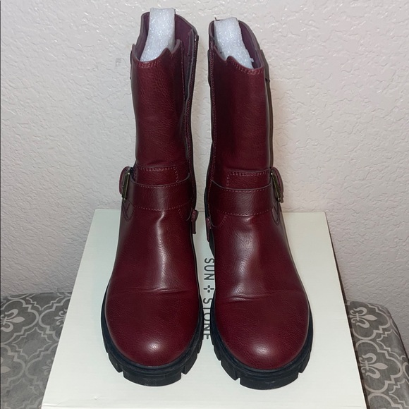 Sun + Stone Shoes - Sun + Stone Burgundy Combat Boots